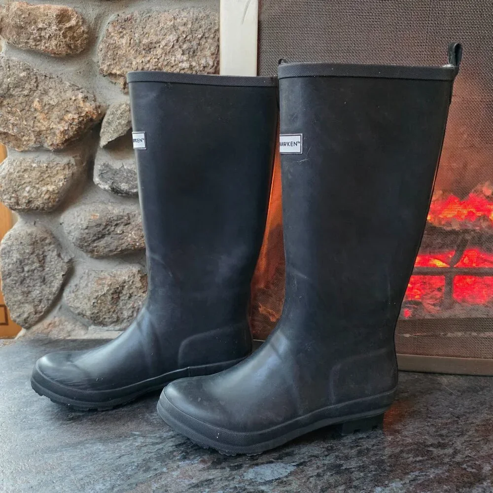 Smith & Hawken Black Rubber Rain/Snow Winter Boots Size 8